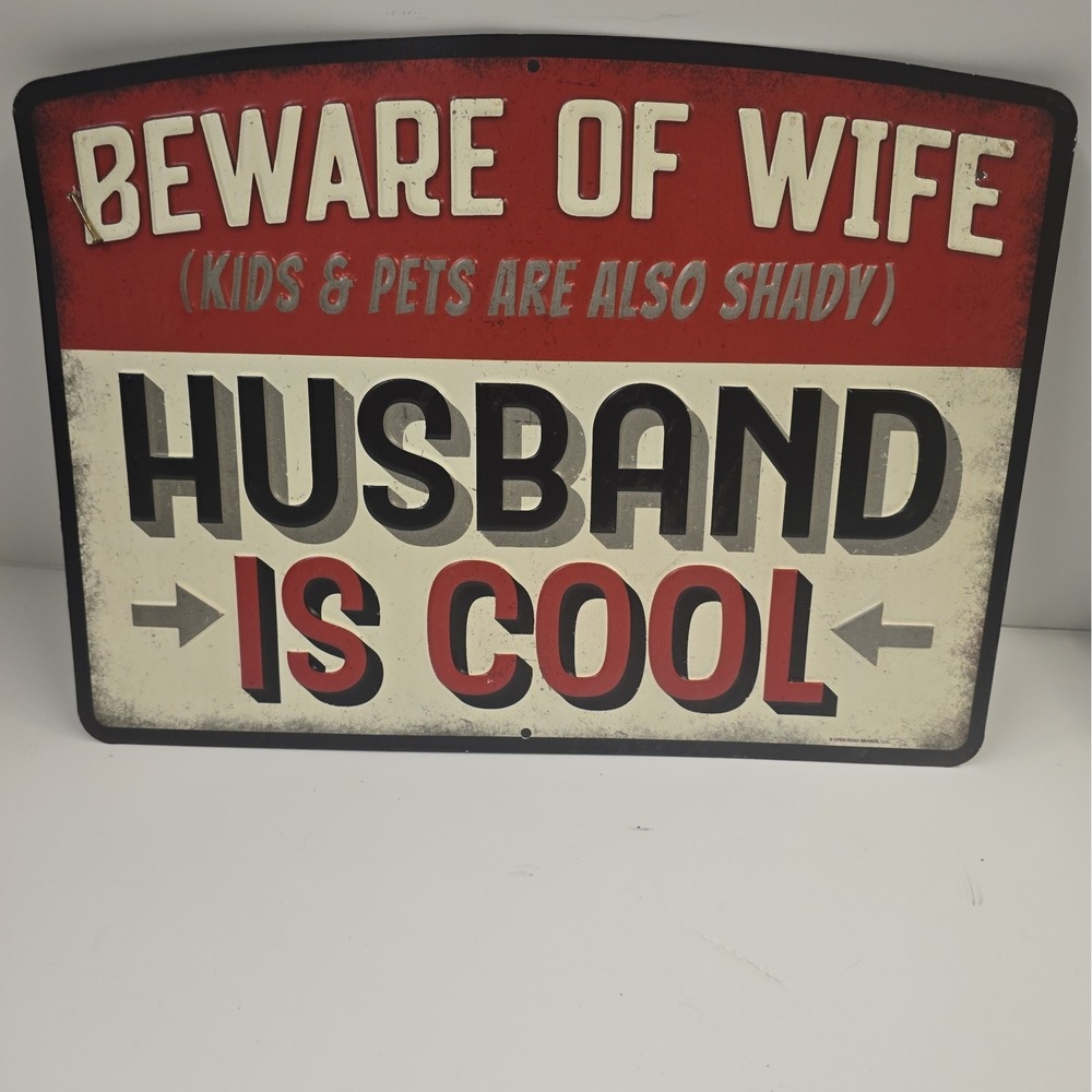 Beware of Wife Man Cave Tin Sign